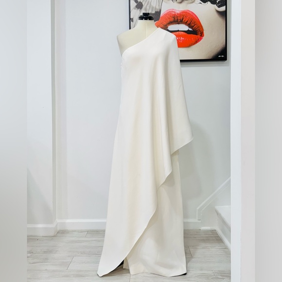 Sparrow Draped One-Shoulder Silk Gown Long Dress in White - Picture 4 of 14